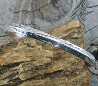 Native American Indian Child's Cuff Bracelet - sz 5 1/2 Silver C